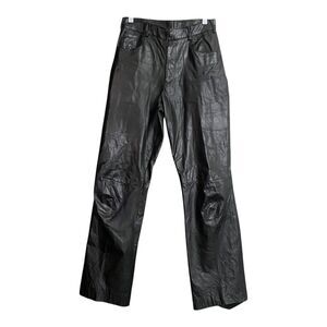 Schott Sportwear Woman Genuine Leather Pants Bottom 28 Black 5 Pocket Used